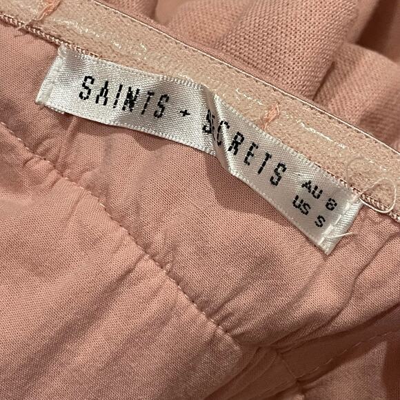 Saints + Secrets Strapless Cropped Linen Jumpsuit - Pink - Small - Picture 13 of 16